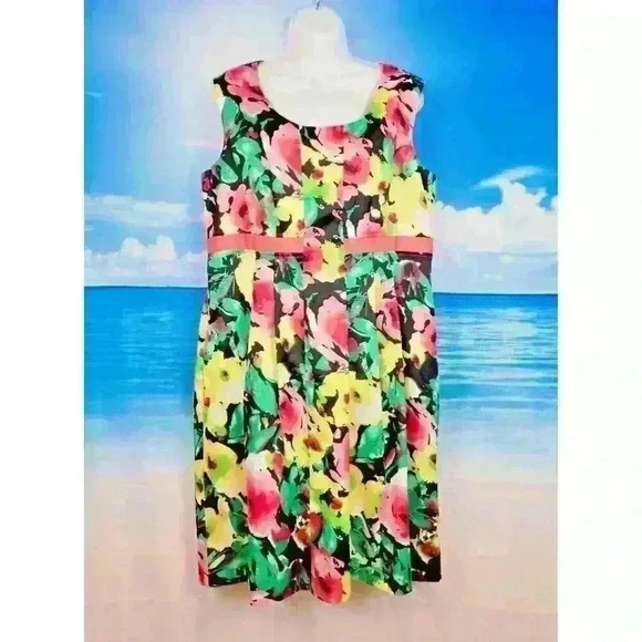 KIM ROGERS Womans FLORAL Dress Lined Top STRETCH Multi Color size 18 - Picture 2 of 5